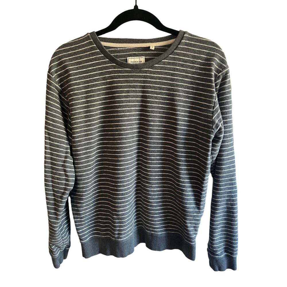 Frank & Oak grey and white striped sweater size small